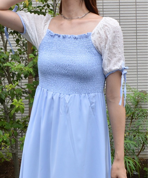 &soiree(アンドソワレ)の「【&soiree】シャーリングリボンワンピース(ワンピース・レディース・サックスブルー・MEDIUM)」の9枚目の写真