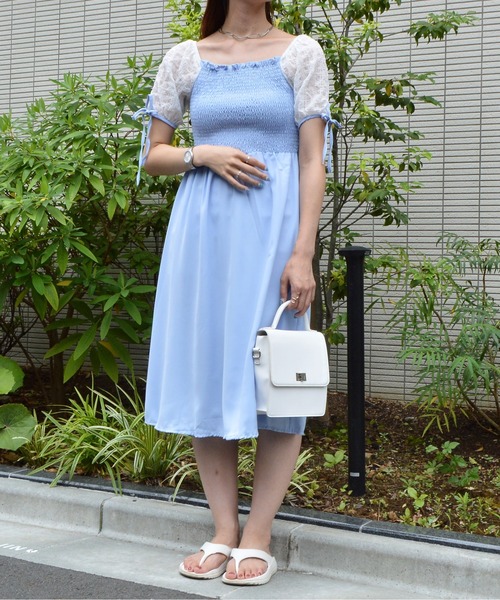 &soiree(アンドソワレ)の「【&soiree】シャーリングリボンワンピース(ワンピース・レディース・サックスブルー・MEDIUM)」の12枚目の写真