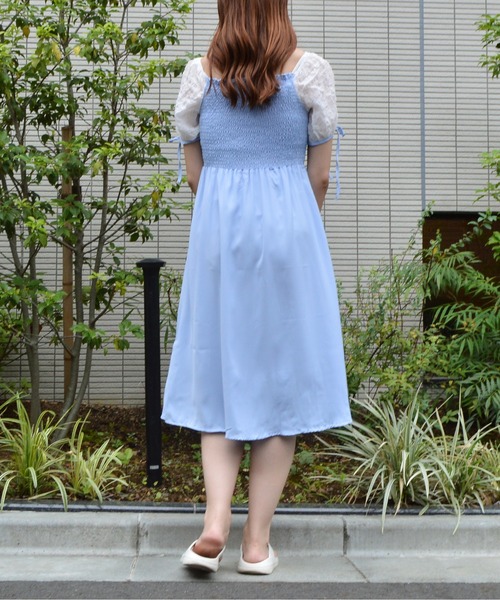 &soiree(アンドソワレ)の「【&soiree】シャーリングリボンワンピース(ワンピース・レディース・サックスブルー・MEDIUM)」の14枚目の写真