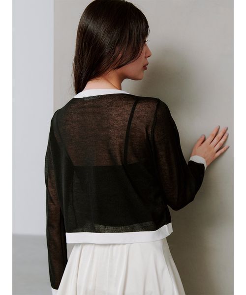 SNIDEL（スナイデル）の「Sustainableメタルボタンシアーカーディガン（カーディガン/ボレロ・レディース・アイボリー/カーキ/マルチ/ピンク・F）」の14枚目の写真