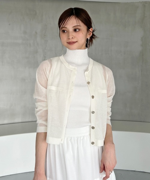 Sustainableメタルボタンシアーカーディガン（カーディガン