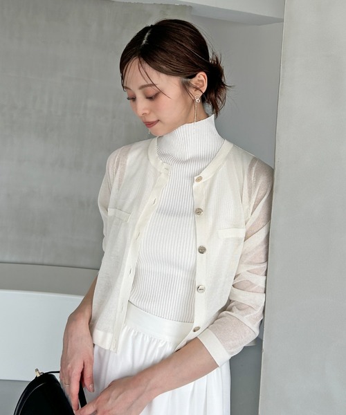 SNIDEL 未使用カーディガン 定価15400 Sustainableメタルボタンシアーカーディガン（カーディガン