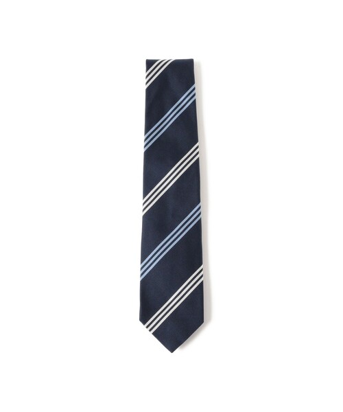 【最終sale】 BEAMS F ネクタイ グレー/NAVY ストラップネクタイ BEAMS F（ビームスF）Seaward & Stearn / シルク スクエア