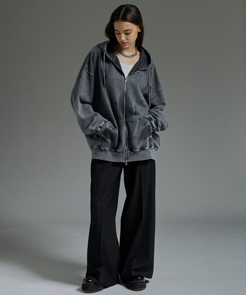 cussil(クシル)の「【cussil/クシル】ヴィンテージヘビーウェイトクラッシュダブルジップパーカー(パーカー・メンズ・グレー/ブラック/ブラック系/ブラウン・S/XS/L/M)」の11枚目の写真