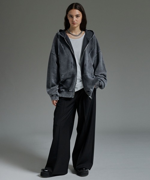 cussil(クシル)の「【cussil/クシル】ヴィンテージヘビーウェイトクラッシュダブルジップパーカー(パーカー・メンズ・グレー/ブラック/ブラック系/ブラウン・S/XS/L/M)」の10枚目の写真