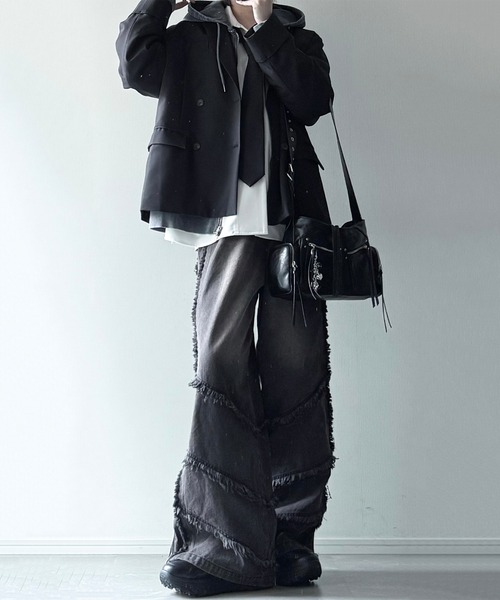 cussil(クシル)の「【cussil/クシル】ヴィンテージヘビーウェイトクラッシュダブルジップパーカー(パーカー・メンズ・グレー/ブラック/ブラック系/ブラウン・S/XS/L/M)」の15枚目の写真