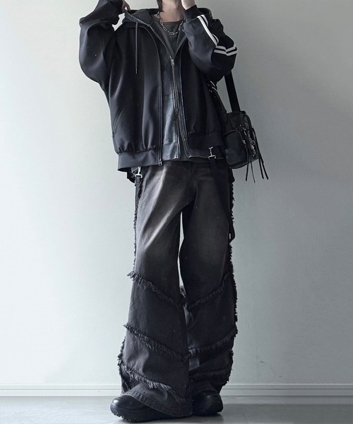 cussil(クシル)の「【cussil/クシル】ヴィンテージヘビーウェイトクラッシュダブルジップパーカー(パーカー・メンズ・グレー/ブラック/ブラック系/ブラウン・S/XS/L/M)」の13枚目の写真