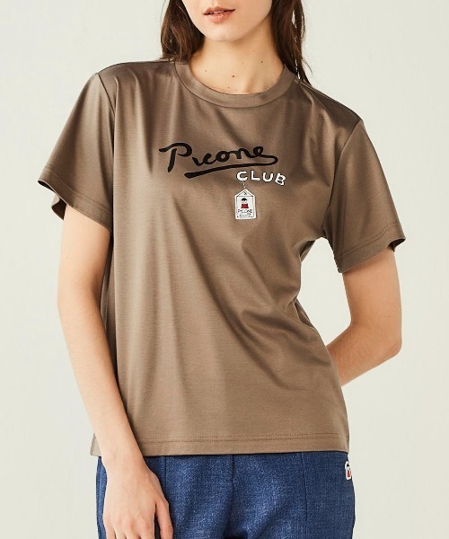 Picone CLUB(ピッコーネクラブ)の「コットン100%UV冷感プリントTシャツ(Tシャツ/カットソー・レディース・ホワイト/ブラウン/ブラック・S/L/M)」の1枚目の写真