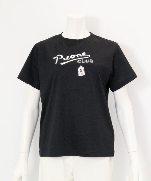 Picone CLUB(ピッコーネクラブ)の「コットン100%UV冷感プリントTシャツ(Tシャツ/カットソー・レディース・ホワイト/ブラウン/ブラック・S/L/M)」の3枚目の写真