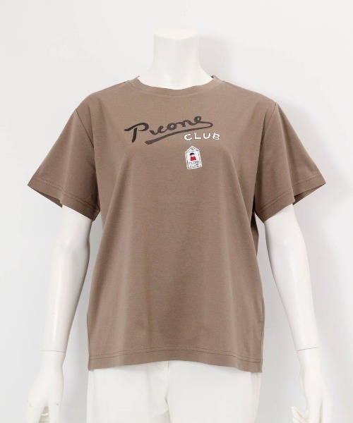 Picone CLUB(ピッコーネクラブ)の「コットン100%UV冷感プリントTシャツ(Tシャツ/カットソー・レディース・ホワイト/ブラウン/ブラック・S/L/M)」の4枚目の写真