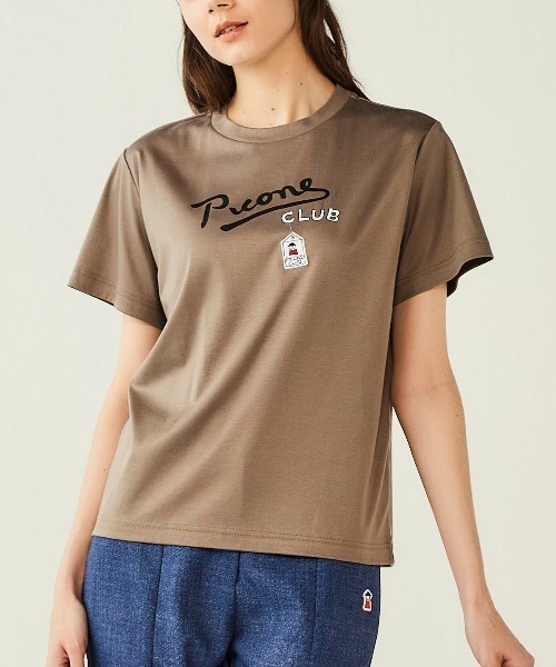Picone CLUB(ピッコーネクラブ)の「コットン100%UV冷感プリントTシャツ(Tシャツ/カットソー・レディース・ホワイト/ブラウン/ブラック・S/L/M)」の6枚目の写真