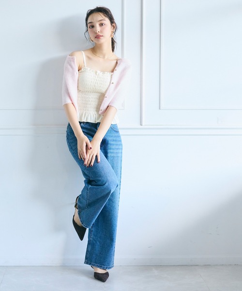 coca(coca)(コカ)の「OUT BRA シャーリングキャミソール(キャミソール・レディース・グレー/キャメル/アイボリー・L/M/S)」の10枚目の写真