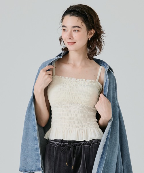 coca(coca)(コカ)の「OUT BRA シャーリングキャミソール(キャミソール・レディース・グレー/キャメル/アイボリー・L/M/S)」の16枚目の写真