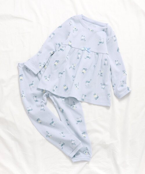 apres les cours（アプレレクール）の「GIRLSバラエティワッフルパジャマ（ルームウェア/パジャマ・キッズ・ラベンダー/ピンク/サックスブルー/アイボリー・80/110/120/130/90/100）」の3枚目の写真