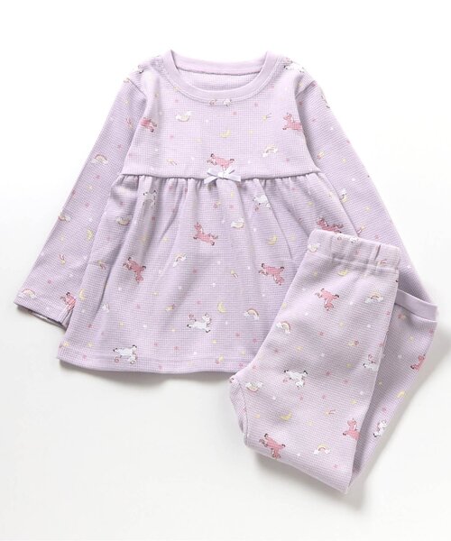 apres les cours（アプレレクール）の「GIRLSバラエティワッフルパジャマ（ルームウェア/パジャマ・キッズ・ラベンダー/ピンク/サックスブルー/アイボリー・80/110/120/130/90/100）」の11枚目の写真