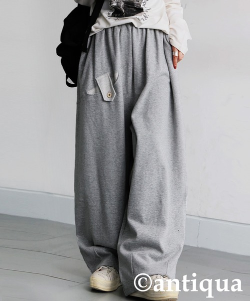 antiqua(アンティカ)の「アクセントポケット付き カーブパンツ(その他パンツ・レディース・杢グレー/ブラック・ONESIZE)」の1枚目の写真