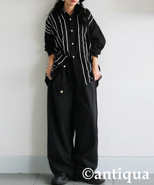 antiqua(アンティカ)の「アクセントポケット付き カーブパンツ(その他パンツ・レディース・杢グレー/ブラック・ONESIZE)」の5枚目の写真