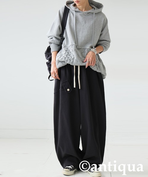 antiqua(アンティカ)の「アクセントポケット付き カーブパンツ(その他パンツ・レディース・杢グレー/ブラック・ONESIZE)」の9枚目の写真