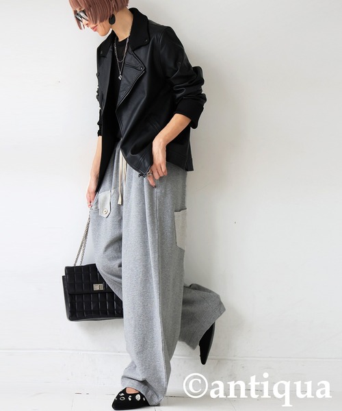 antiqua(アンティカ)の「アクセントポケット付き カーブパンツ(その他パンツ・レディース・杢グレー/ブラック・ONESIZE)」の11枚目の写真
