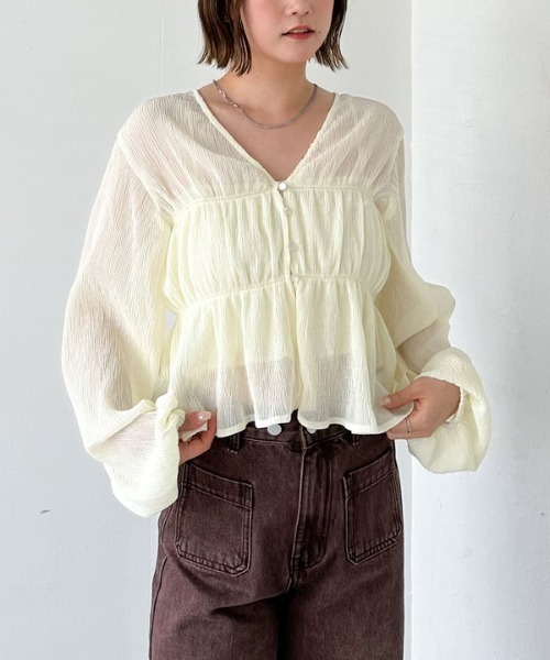 archives(アルシーヴ)の「マルチway楊柳ブラウスアンサンブル(アンサンブル・レディース・ベージュ/ブルー/アイボリー・MEDIUM)」の1枚目の写真