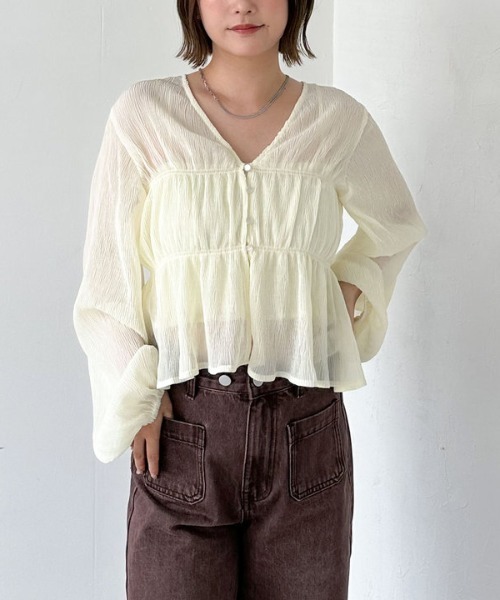 archives(アルシーヴ)の「マルチway楊柳ブラウスアンサンブル(アンサンブル・レディース・ベージュ/ブルー/アイボリー・MEDIUM)」の4枚目の写真