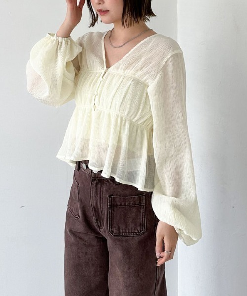 archives(アルシーヴ)の「マルチway楊柳ブラウスアンサンブル(アンサンブル・レディース・ベージュ/ブルー/アイボリー・MEDIUM)」の6枚目の写真