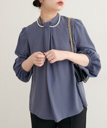 【WEB限定】パールネックレス付きフロントタックブラウス