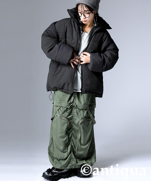 antiqua(アンティカ)の「ストライプ柄ボアジャケット(その他アウター・レディース・チャコールグレー/ブラック・ONESIZE)」の13枚目の写真
