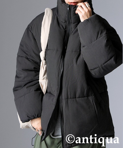 antiqua(アンティカ)の「ストライプ柄ボアジャケット(その他アウター・レディース・チャコールグレー/ブラック・ONESIZE)」の15枚目の写真
