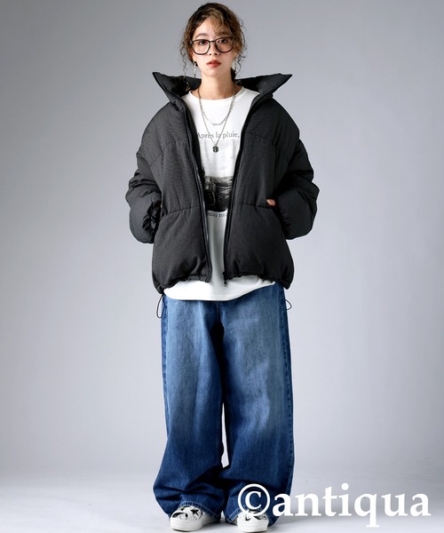 antiqua(アンティカ)の「ストライプ柄ボアジャケット(その他アウター・レディース・チャコールグレー/ブラック・ONESIZE)」の18枚目の写真