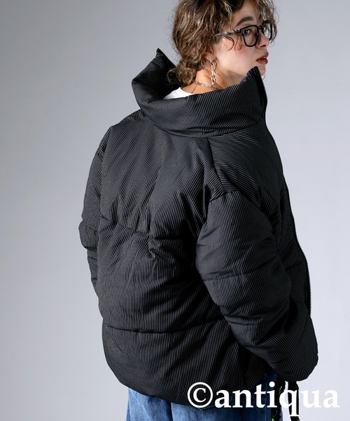 antiqua(アンティカ)の「ストライプ柄ボアジャケット(その他アウター・レディース・チャコールグレー/ブラック・ONESIZE)」の19枚目の写真