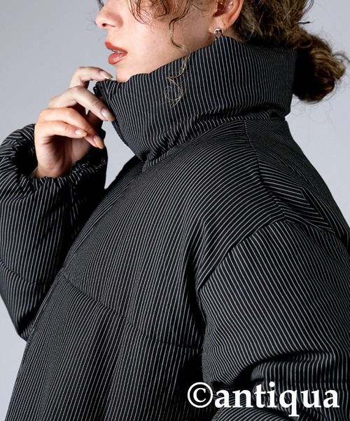 antiqua(アンティカ)の「ストライプ柄ボアジャケット(その他アウター・レディース・チャコールグレー/ブラック・ONESIZE)」の20枚目の写真