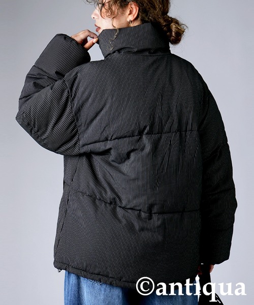 antiqua(アンティカ)の「ストライプ柄ボアジャケット(その他アウター・レディース・チャコールグレー/ブラック・ONESIZE)」の21枚目の写真