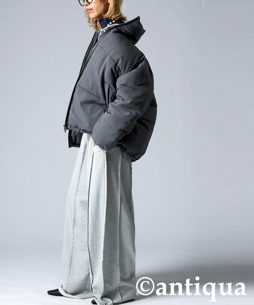 antiqua(アンティカ)の「ストライプ柄ボアジャケット(その他アウター・レディース・チャコールグレー/ブラック・ONESIZE)」の8枚目の写真