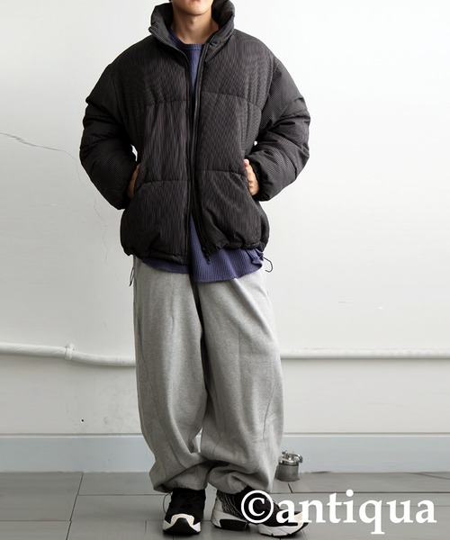 antiqua(アンティカ)の「ストライプ柄ボアジャケット(その他アウター・レディース・チャコールグレー/ブラック・ONESIZE)」の5枚目の写真
