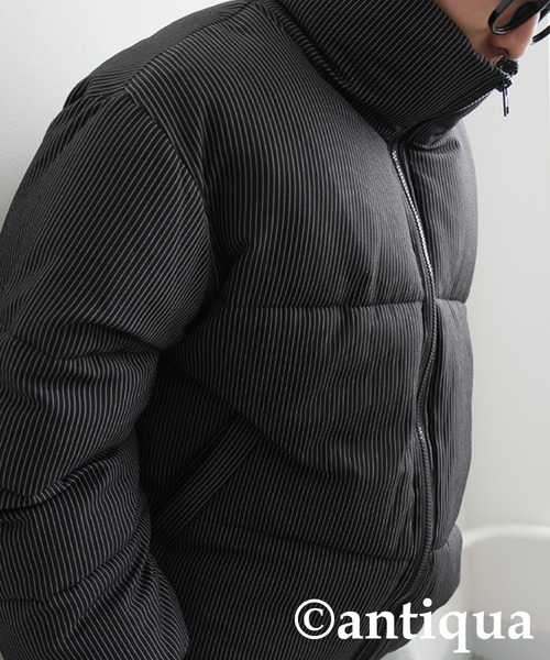 antiqua(アンティカ)の「ストライプ柄ボアジャケット(その他アウター・レディース・チャコールグレー/ブラック・ONESIZE)」の6枚目の写真