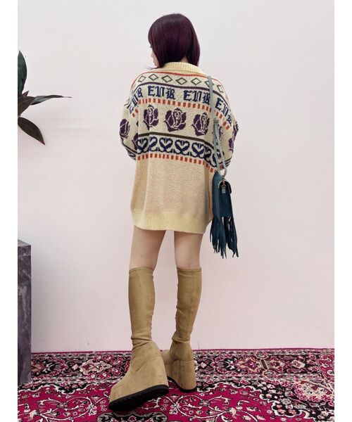 EVRIS（エヴリス）の「フラワーミックスジャガードニットトップス（ニット/セーター・レディース・アイボリー/ブラック/ボルドー・FREE）」の19枚目の写真