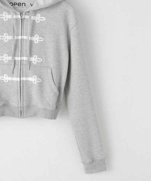 OPEN Yy(オープンワイワイ)の「【Geek Office / ギークオフィス】OPEN YY Knitted LOOP BUTTON EFFECT HOODIE(パーカー・レディース・チャコールグレー・SMALL)」の5枚目の写真