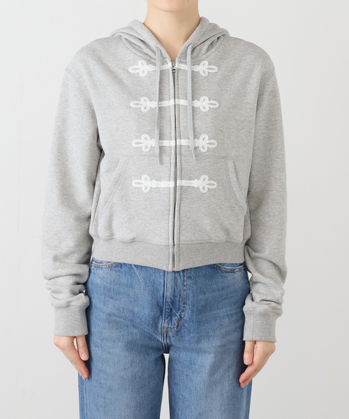 OPEN Yy(オープンワイワイ)の「【Geek Office / ギークオフィス】OPEN YY Knitted LOOP BUTTON EFFECT HOODIE(パーカー・レディース・チャコールグレー・SMALL)」の13枚目の写真