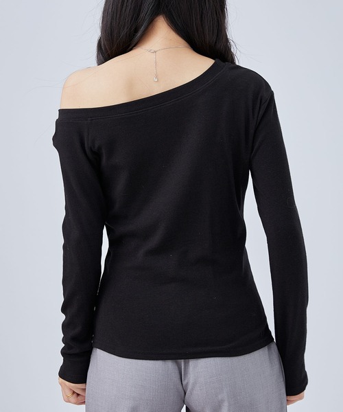Lace Ladies(レースレディース)の「ソリッドカラー ワンショルダー 長袖 カット トップス(Tシャツ/カットソー・レディース・ブラック/ライトグレー/ホワイト/ダークグレー・FREE)」の8枚目の写真