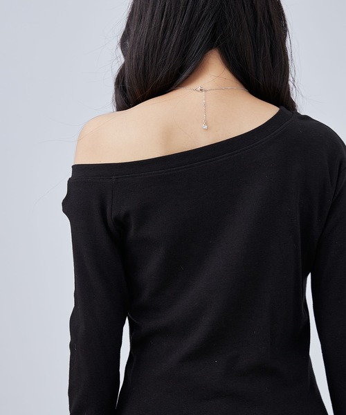 Lace Ladies(レースレディース)の「ソリッドカラー ワンショルダー 長袖 カット トップス(Tシャツ/カットソー・レディース・ブラック/ライトグレー/ホワイト/ダークグレー・FREE)」の9枚目の写真