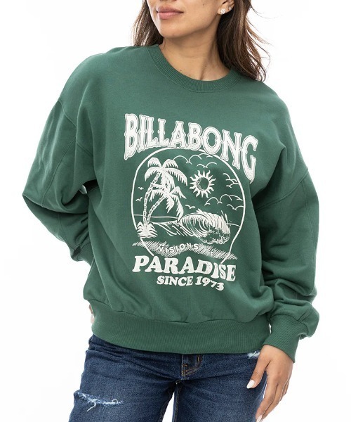 BILLABONG(ビラボン)の「【BILLABONG/ビラボン】24AW FRESH TAKE KENDAL SWEAT/バックプリントクルーネックスウェットトレーナー(スウェット・レディース・グリーン/ブラック/ホワイト・MEDIUM/LARGE)」の3枚目の写真