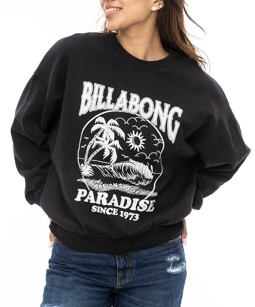 BILLABONG(ビラボン)の「【BILLABONG/ビラボン】24AW FRESH TAKE KENDAL SWEAT/バックプリントクルーネックスウェットトレーナー(スウェット・レディース・グリーン/ブラック/ホワイト・MEDIUM/LARGE)」の1枚目の写真
