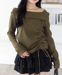 【8色展開／人気定番】サイドドロスト長袖リブカットソー［大人 カジュアル 着回し力抜群］