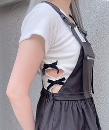 lilLilly | サイドリボンリブトップス(Tシャツ/カットソー)