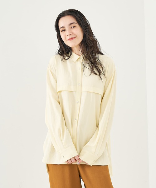 collex（コレックス）の「フロント切替バックギャザーシャツ（シャツ/ブラウス・レディース・ホワイト/イエロー/サックスブルー・フリー）」の3枚目の写真