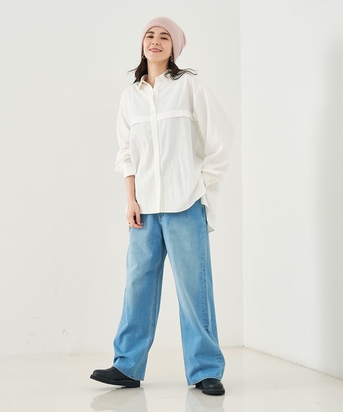 collex（コレックス）の「フロント切替バックギャザーシャツ（シャツ/ブラウス・レディース・ホワイト/イエロー/サックスブルー・フリー）」の4枚目の写真