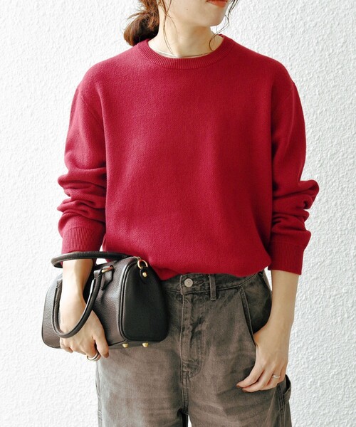 SHIPS any:〈手洗い可能〉コットン カシミヤ スウェットライク ニット