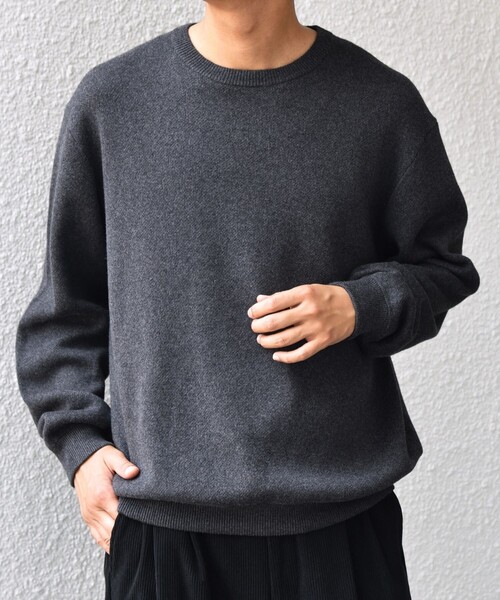 SHIPS any:〈手洗い可能〉コットン カシミヤ スウェットライク ニット