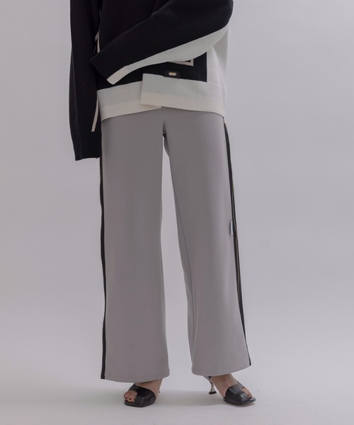 新品今季　エイミーロウ　シルエットアレンジ可能ボンディング サイドジップ パンツ Eimee Law パンツ 「シルエットアレンジ可能」ボンディング サイド